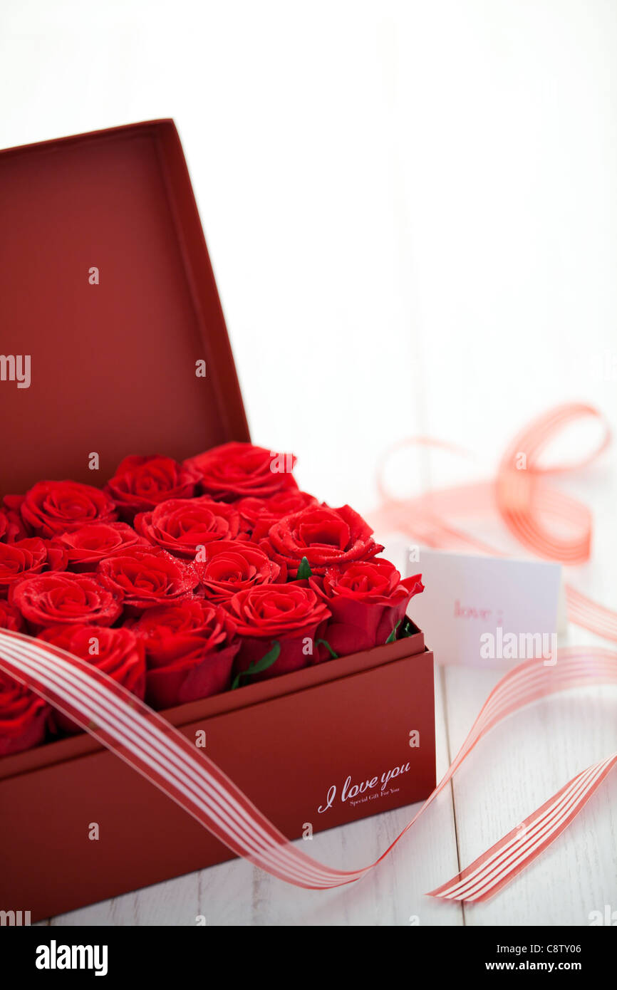 Flowers In A Box Stock Photo Alamy