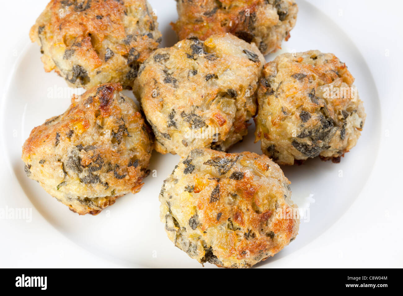 Sage and onion stuffing balls stock photo alamy