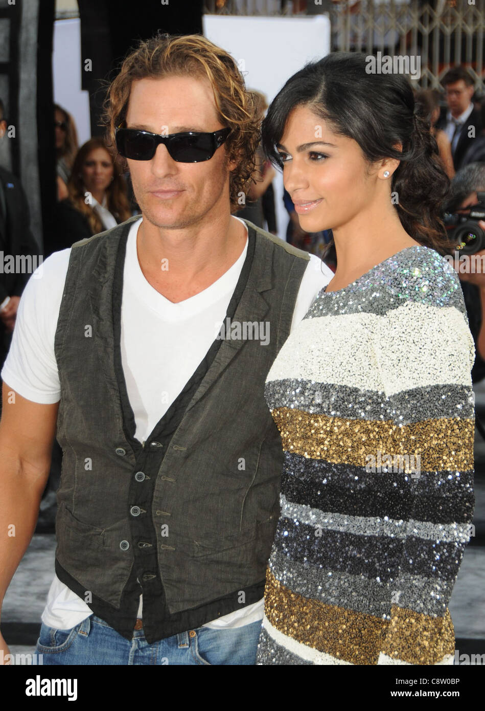 Camila Alves, Matthew McConaughey at arrivals for World Premiere of Cirque du Soleil's IRIS, Kodak Theatre, Los Angeles, CA Stock Photo