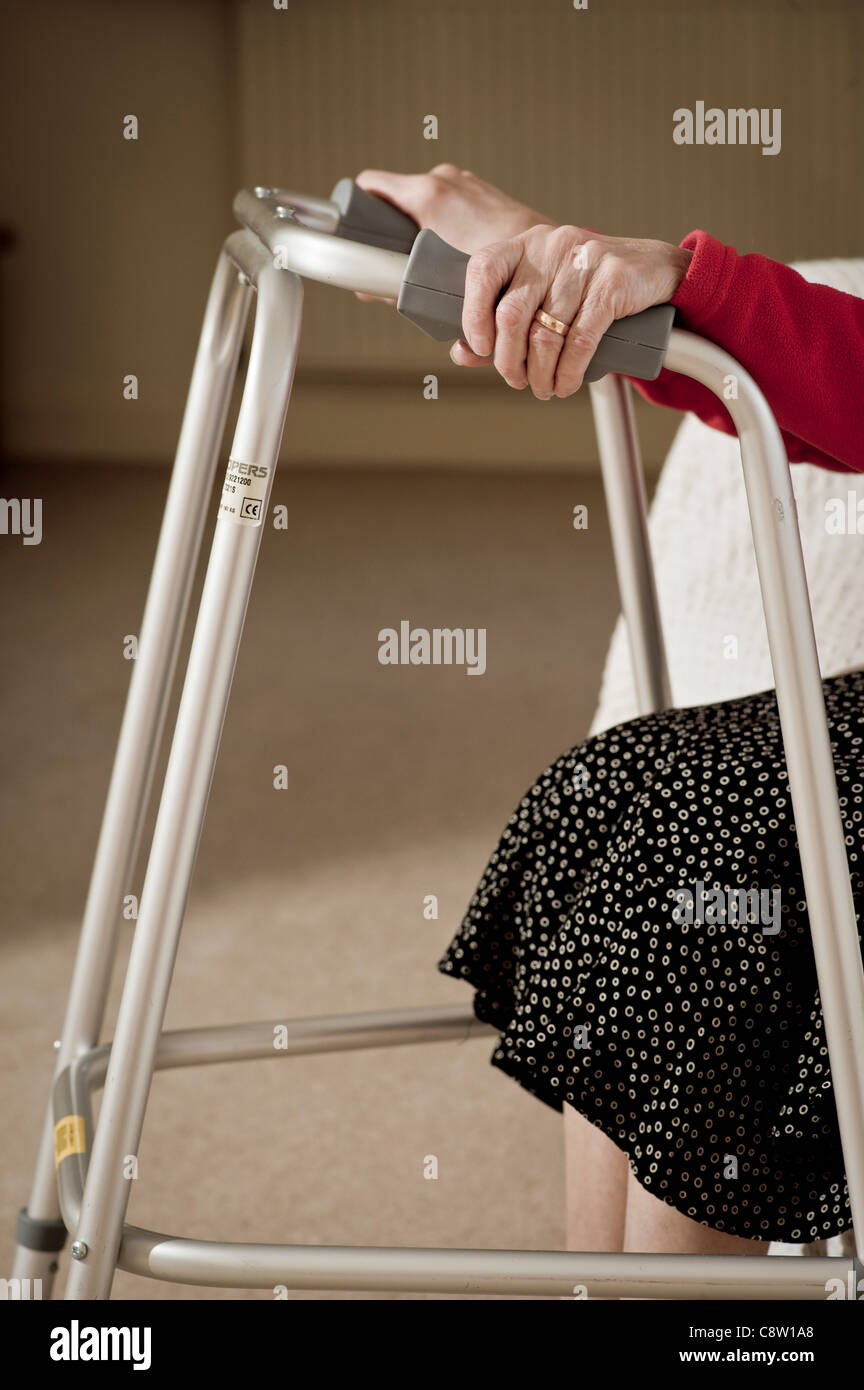 Old Lady And Zimmer Frame High Resolution Stock Photography and Images