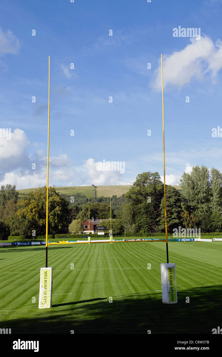 Goal posts at Melrose Rugby Football Club Scottish Borders Stock Photo