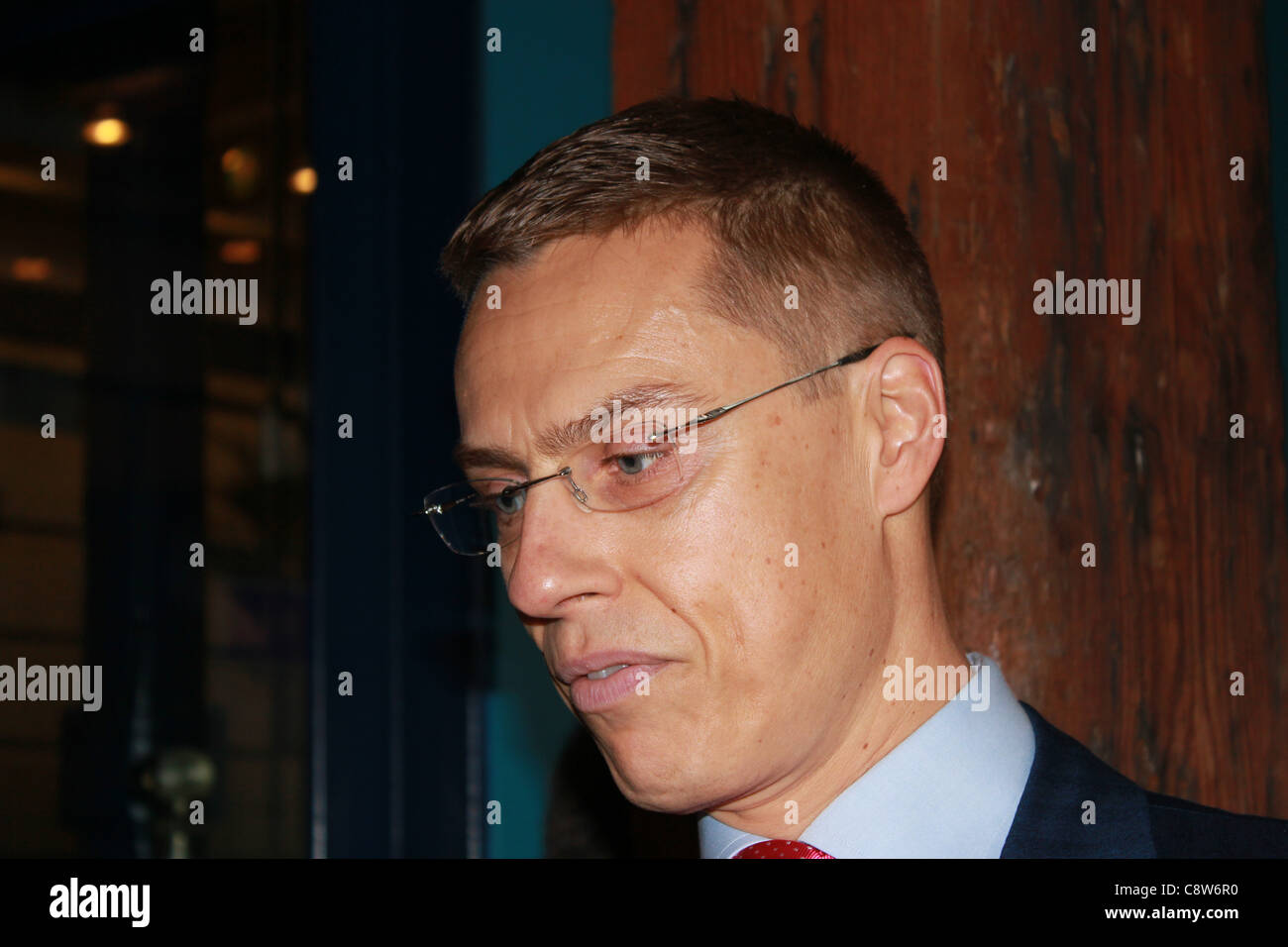Copenhagen, Denmark, 02/11/2011. Minister for European Affairs and Foreign Trade of Finland  Alexander Stubb during Nordic Council session 2011  in Copenhagen, Denmark. Stubb made scandal headlines In Finnish media because use of swear words 'Vittu mitä paskaa' after the meeting. Stock Photo