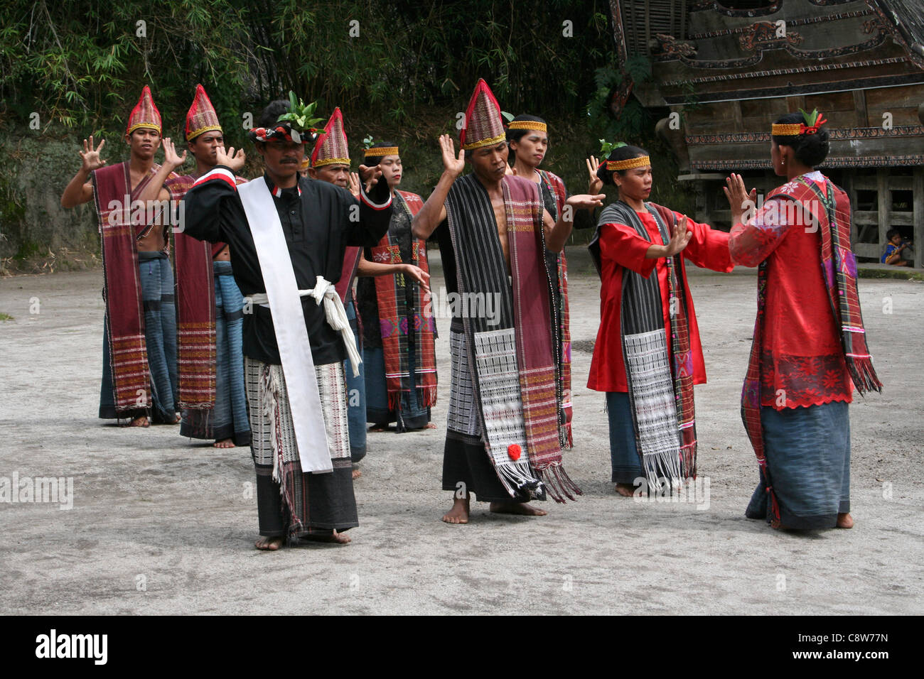 Toba Batak Tribe Performing Traditional Dance, Sumatra Stock Photo