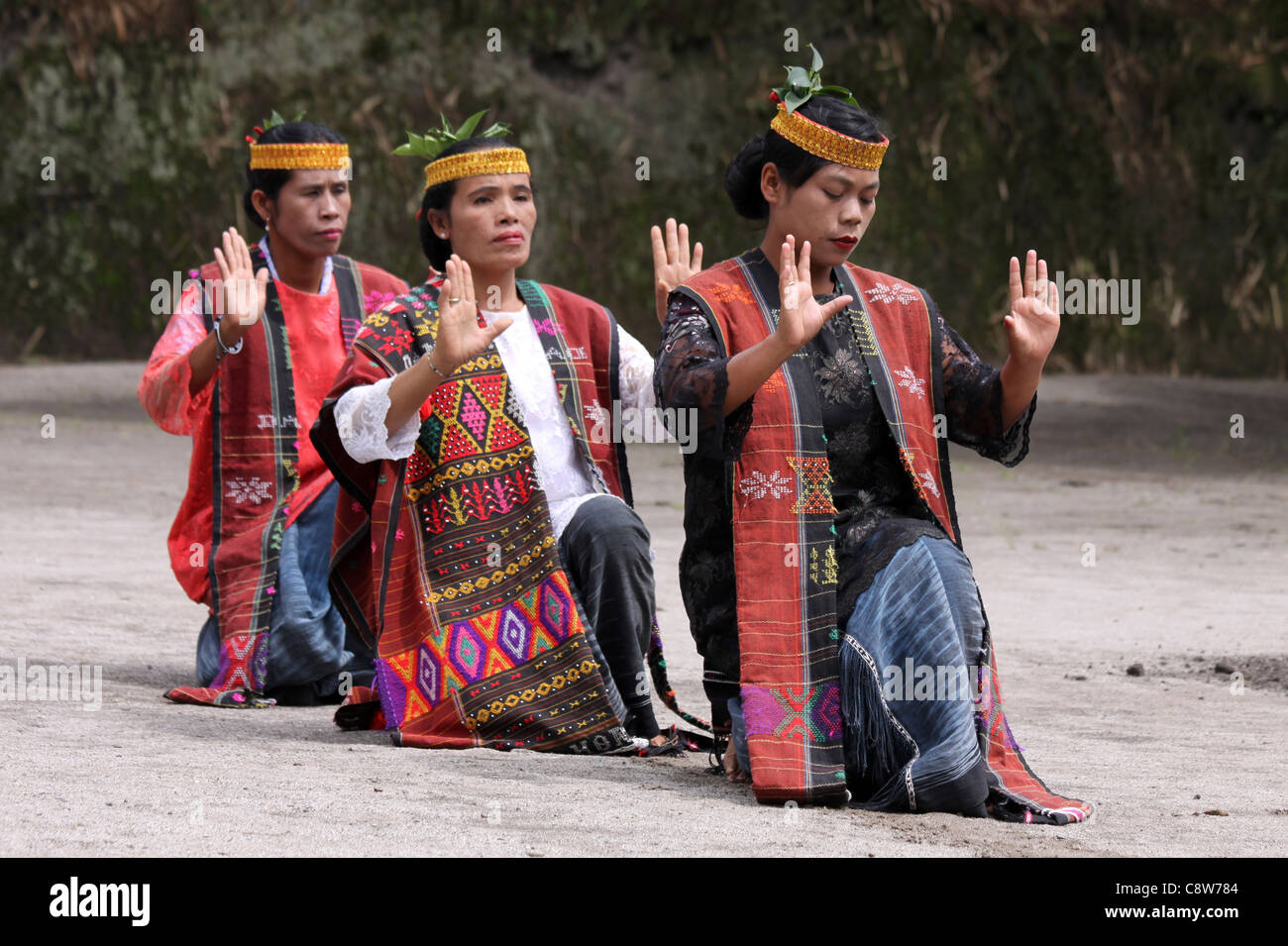 Toba Batak Ladies Performing Traditional Dance, Sumatra Stock Photo