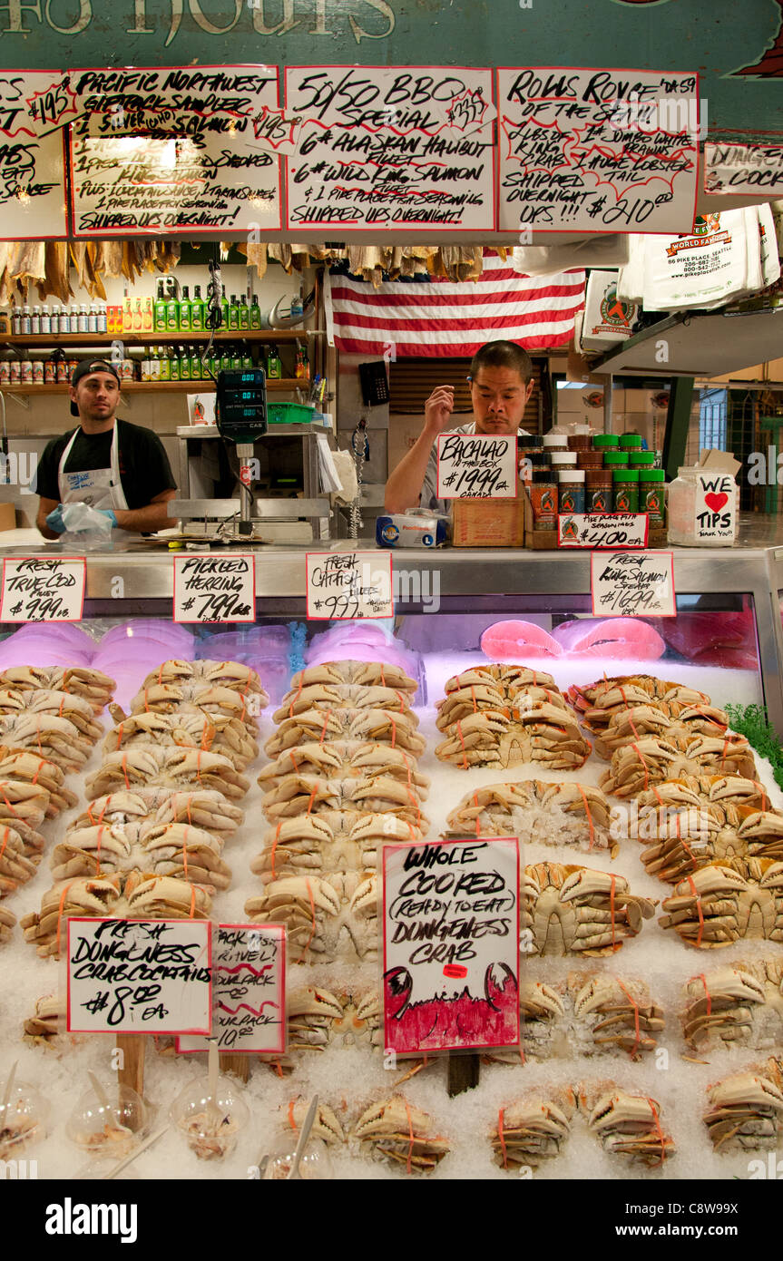 Seattle Pike Place Fish Monger Farmers Market  Washington State United States of America USA Stock Photo