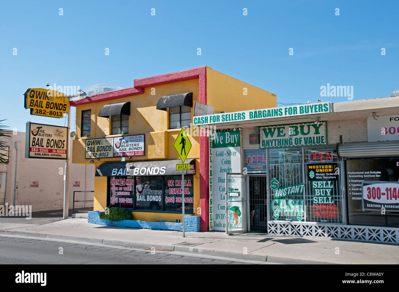 Bail bonds Pawn Shop Nevada Las Vegas  pawnbrokers Stock Photo