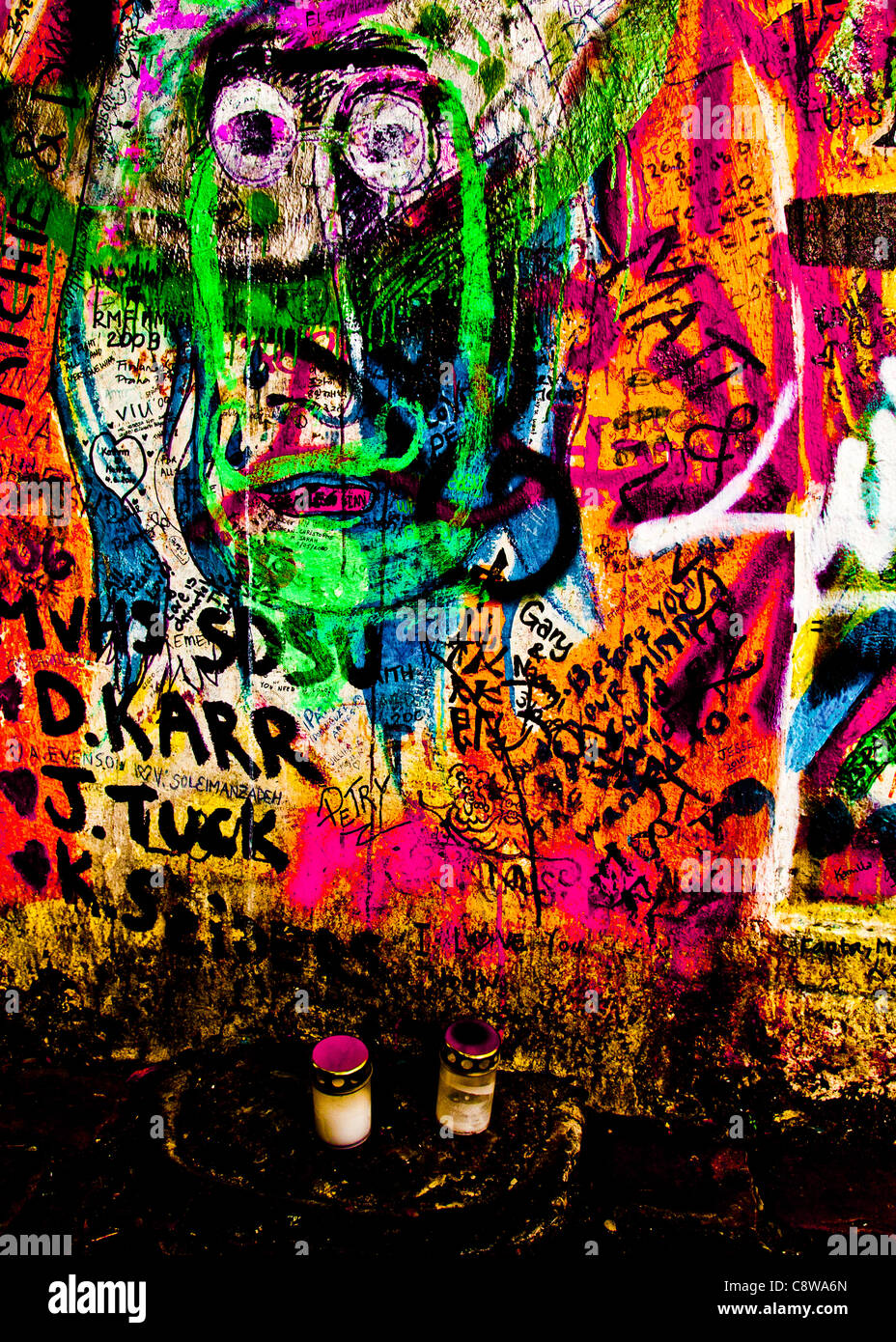 John Lennon Graffiti wall in Prague Stock Photo Alamy
