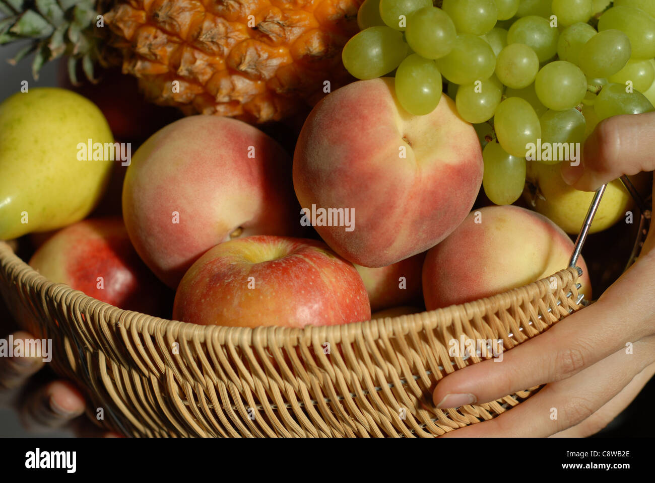 Fruits peach apple Stock Photo