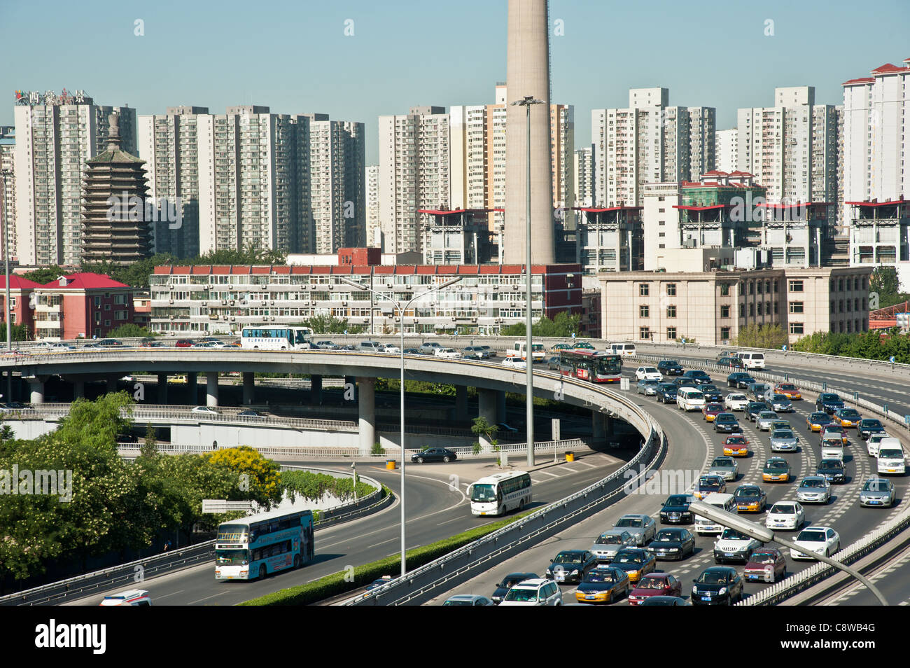 Morning traffic congestion in Beijing, China Stock Photo