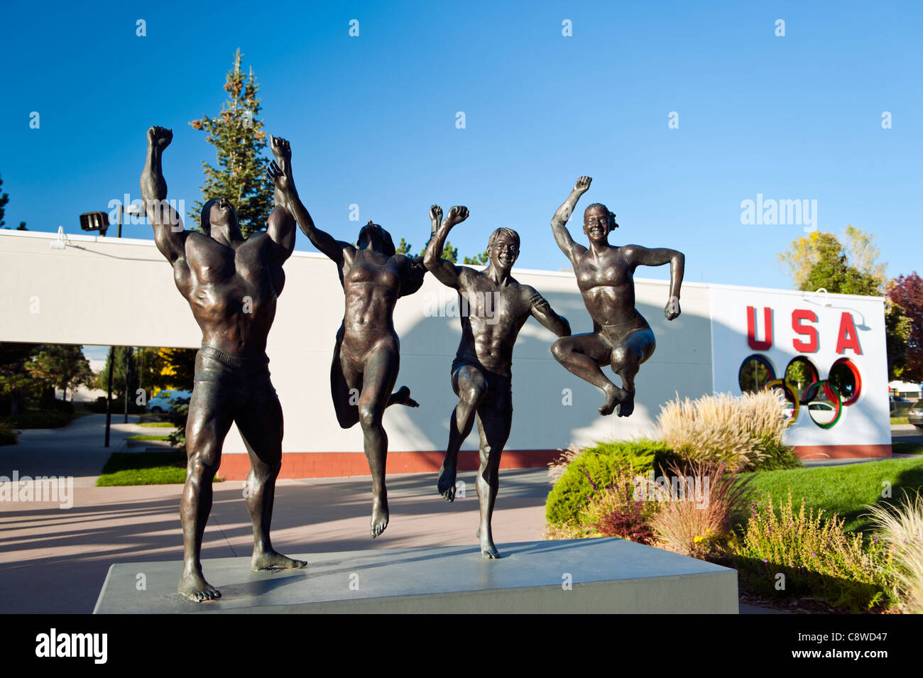 A sculpture in front of the U.S. Olympic Training Center, Colorado Springs, Colorado Stock Photo