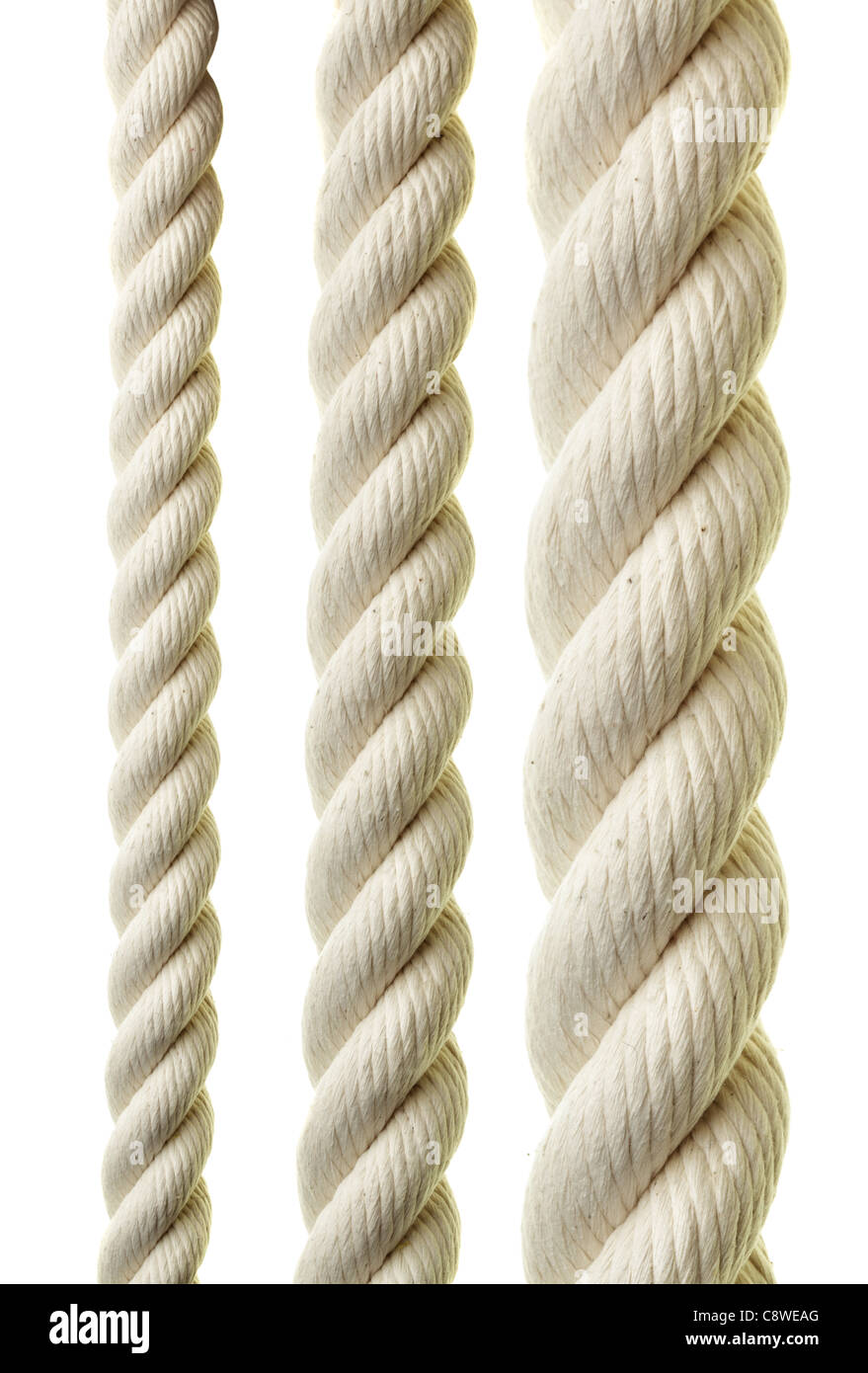 Ropes close-up isolated over white background Stock Photo