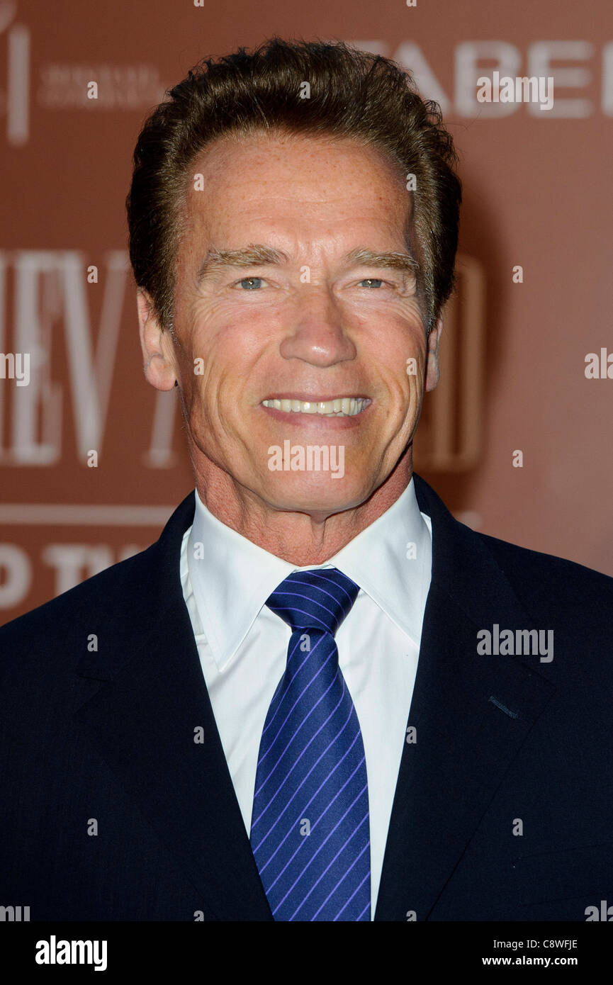 Arnold Schwarzenegger attends the Gorby 80 Gala at a central London venue. Stock Photo