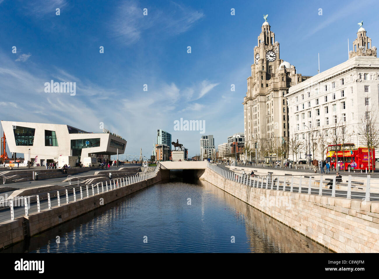 The Three Graces of the world famous Liverpool Waterfront. Stock Photo