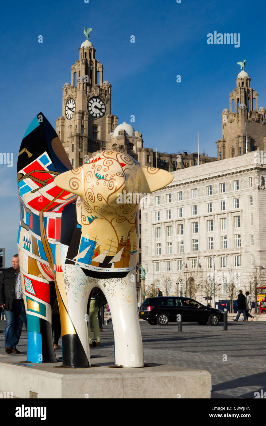 The Three Graces of the world famous Liverpool Waterfront Stock Photo