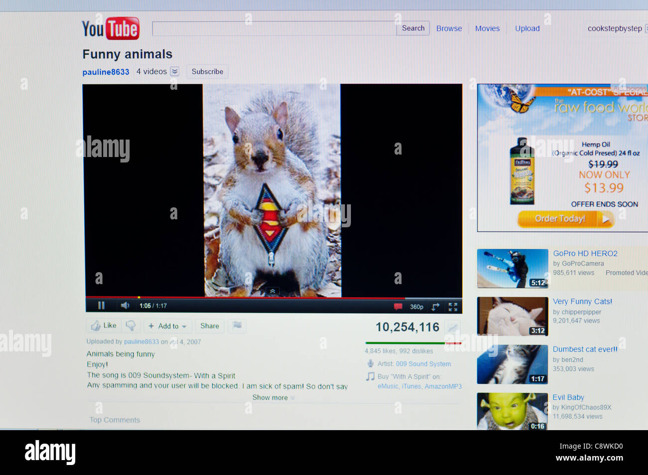 You Tube funny video website screenshot Stock Photo - Alamy