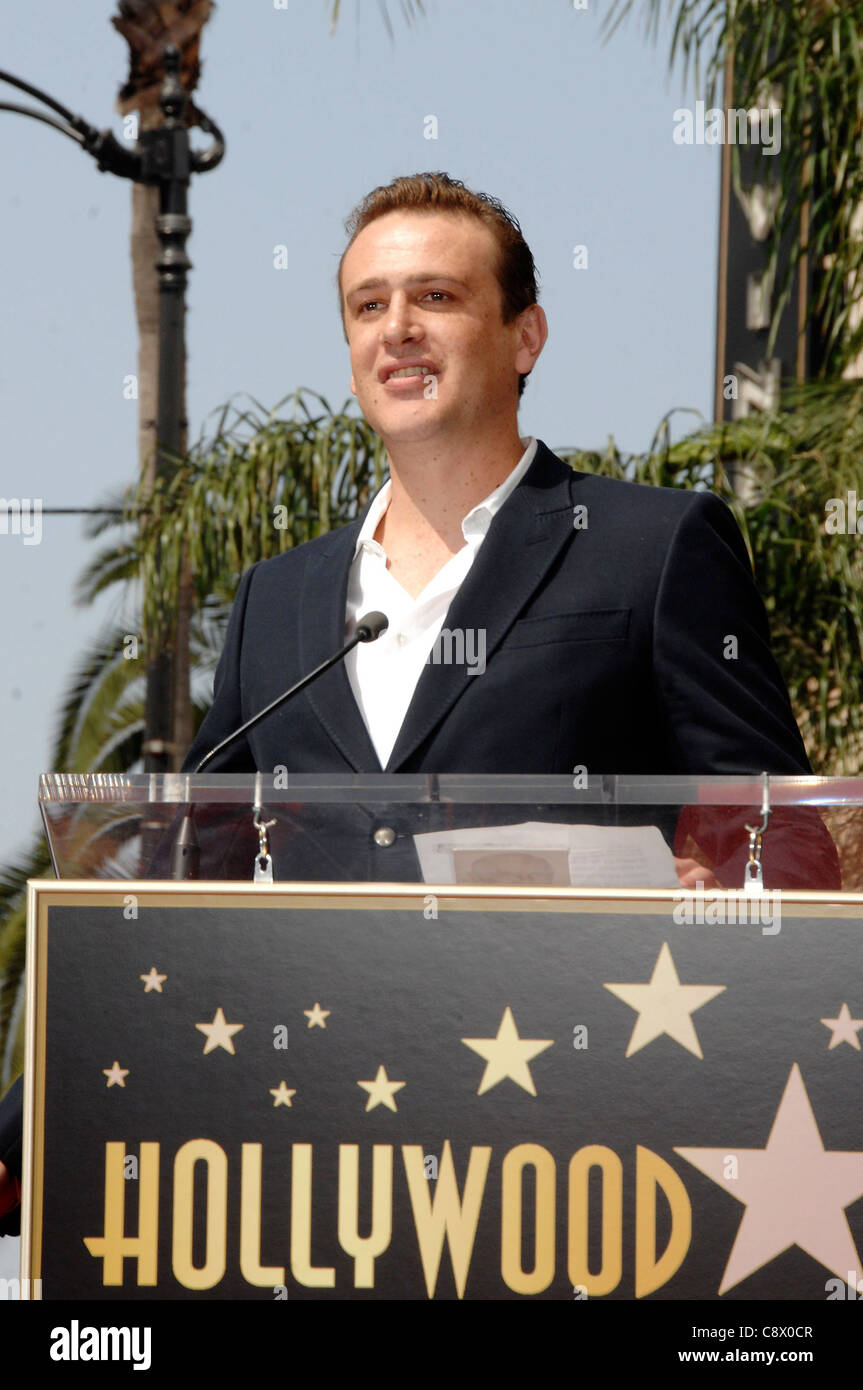 Jason Segel at the induction ceremony for Star on the Hollywood Walk of Fame Ceremony for Neil Patrick Harris, Hollywood Stock Photo