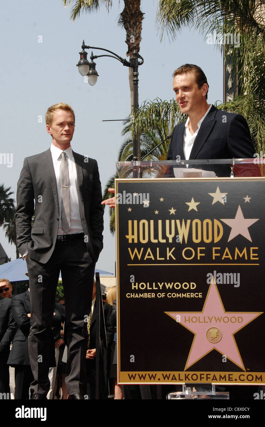 Neil Patrick Harris, Jason Segel at the induction ceremony for Star on the Hollywood Walk of Fame Ceremony for Neil Patrick Stock Photo