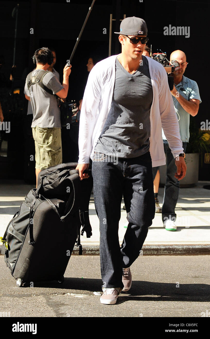 Kris Humphries leaves his Midtown Manhattan hotel out about CELEBRITY CANDIDS - FRI New York NY September 2 2011 Photo Ray Stock Photo