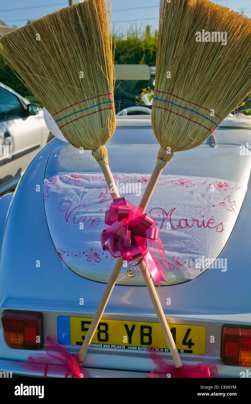 French Wedding car decoration Stock Photo - Alamy