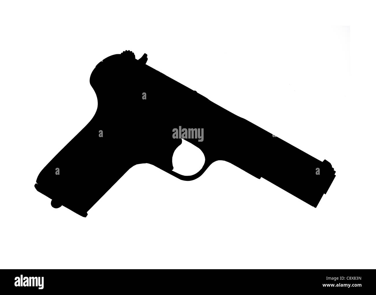 Silhouette of a handgun Stock Photo