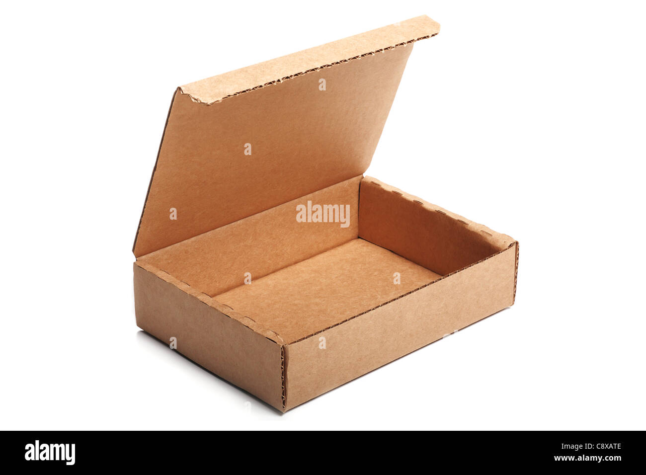 Simple Empty Open Cardboard Box With A Lid, Isolated On A White