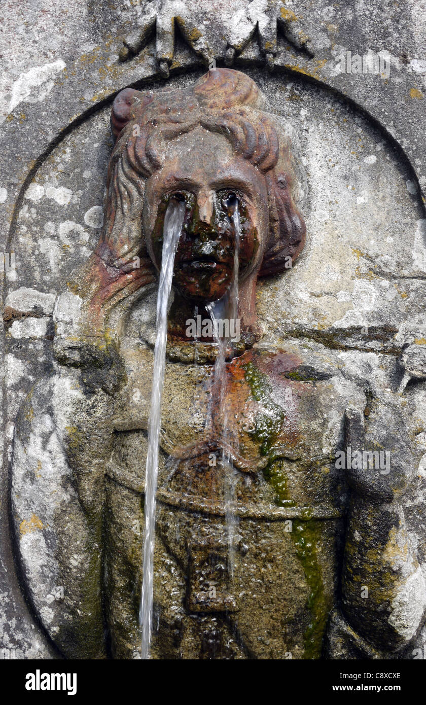 A weeping fountain on the famous stairs at Bom Jesus do Monte, near Braga, Portugal. Stock Photo