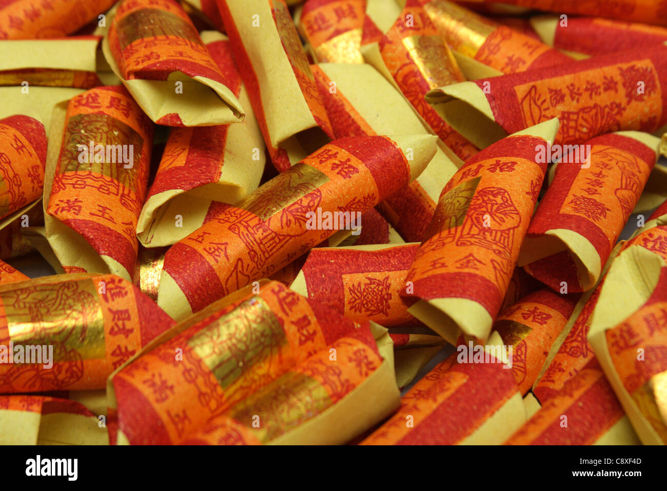 folded joss paper burned during Chinese funerals or as offering Stock