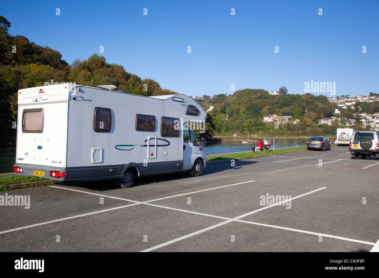 Camper Van; car park; Looe; Cornwall; UK Stock Photo Alamy