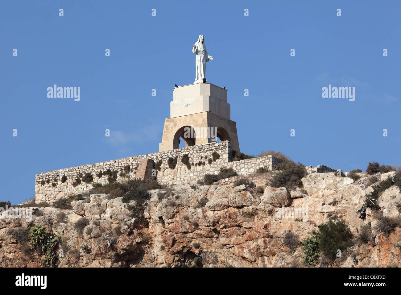 The statue of San Cristobal in the Alcazaba of Almeria, Spain Stock