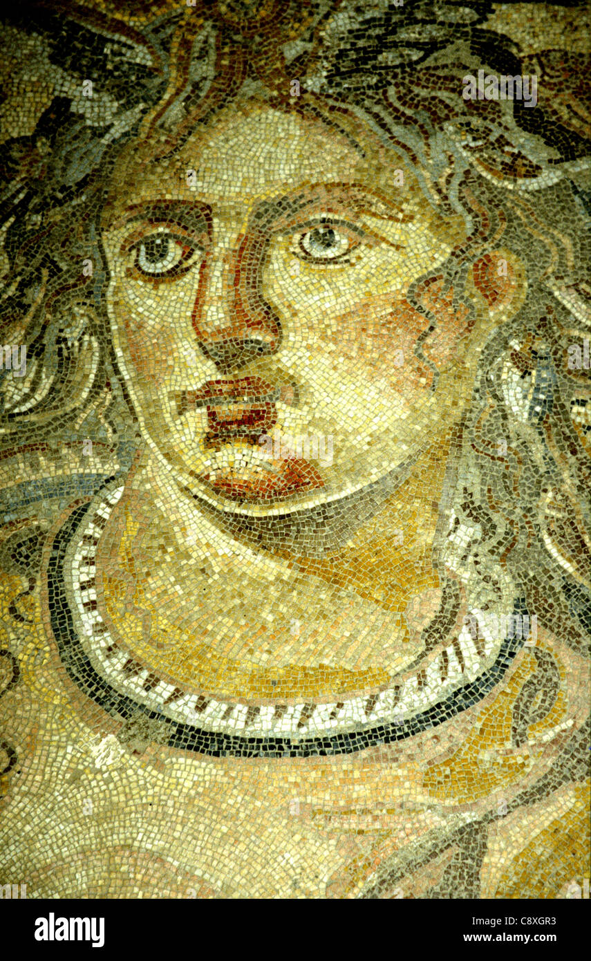Fourth century mosaic of Tethys- the classical Greek goddess of the Sea Stock Photo