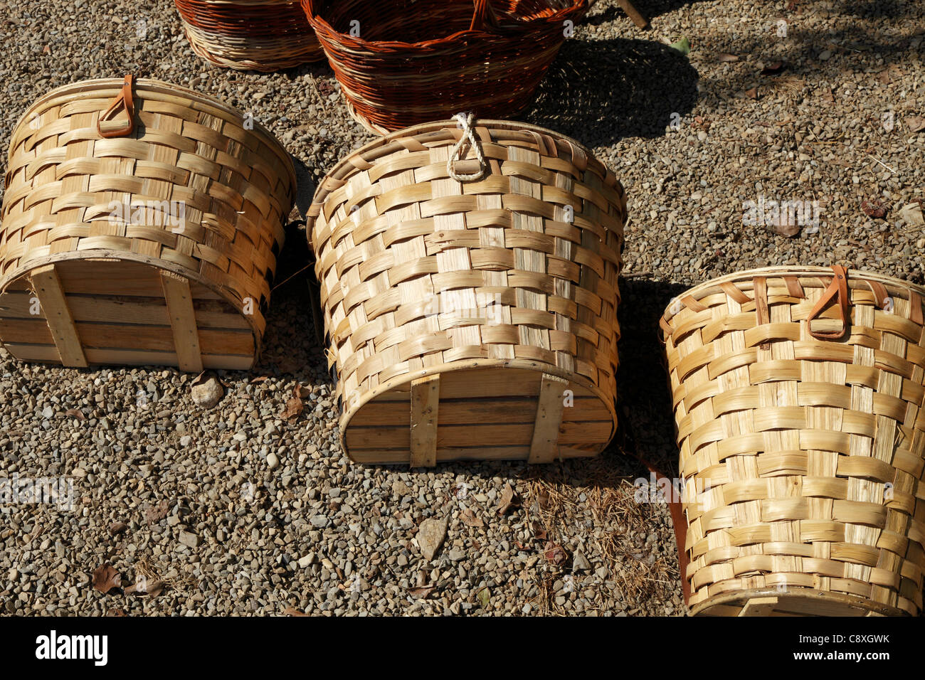 Cane baskets for fruit picking Stock Photo Alamy