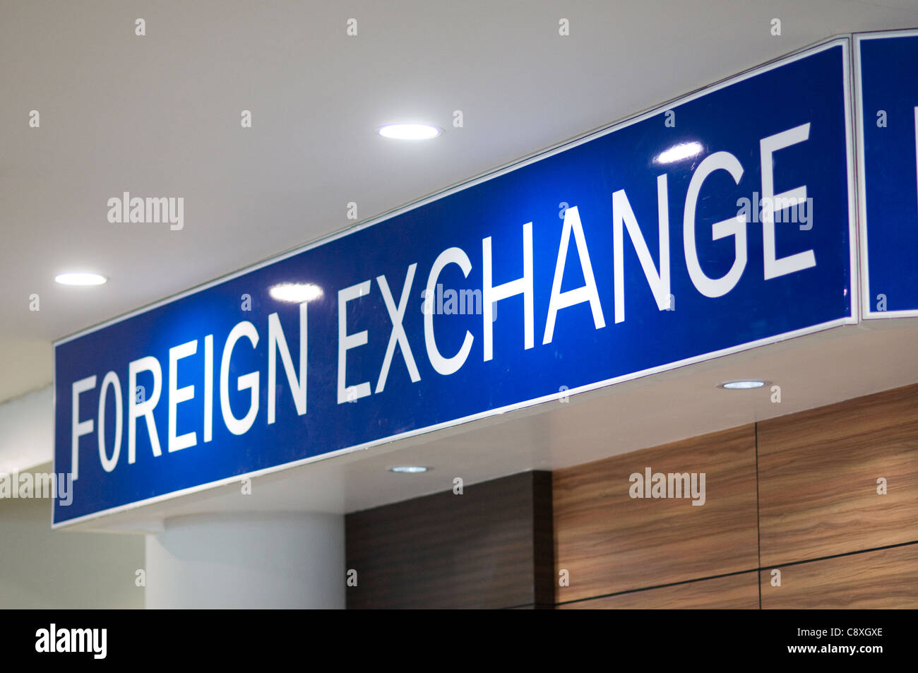 foreign exchange sign Ninoy Aquino International Airport scene Manila philippines Stock Photo