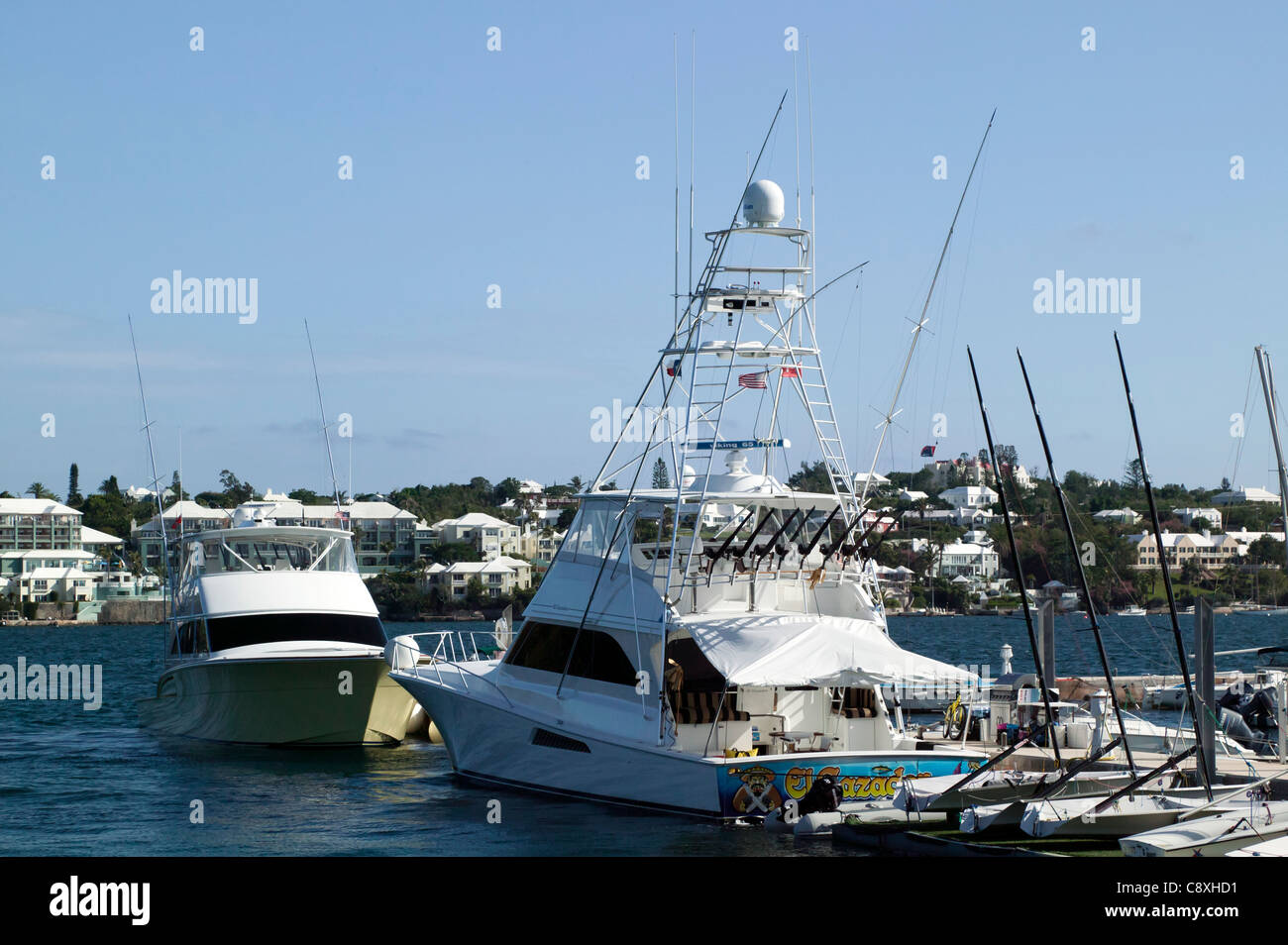 Sports fishing boats moored at the Royal Bermuda Yacht Club, Hamilton