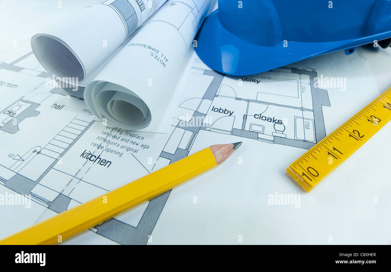 Construction Blueprints Plans Stock Photo 39922479 Alamy