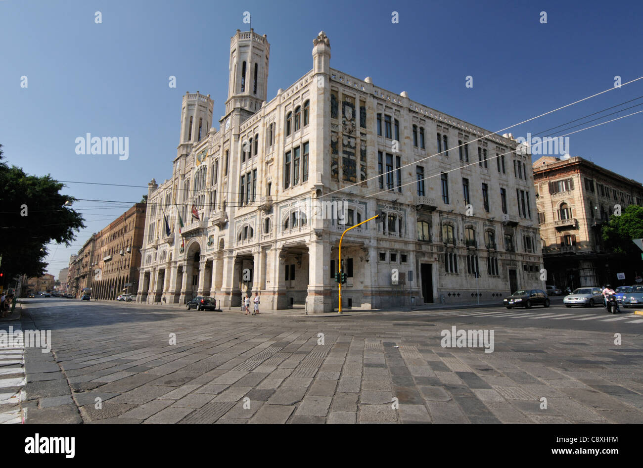 Architecture of the Municipio, the city hall of Cagliari, Sardinia, Italy Stock Photo