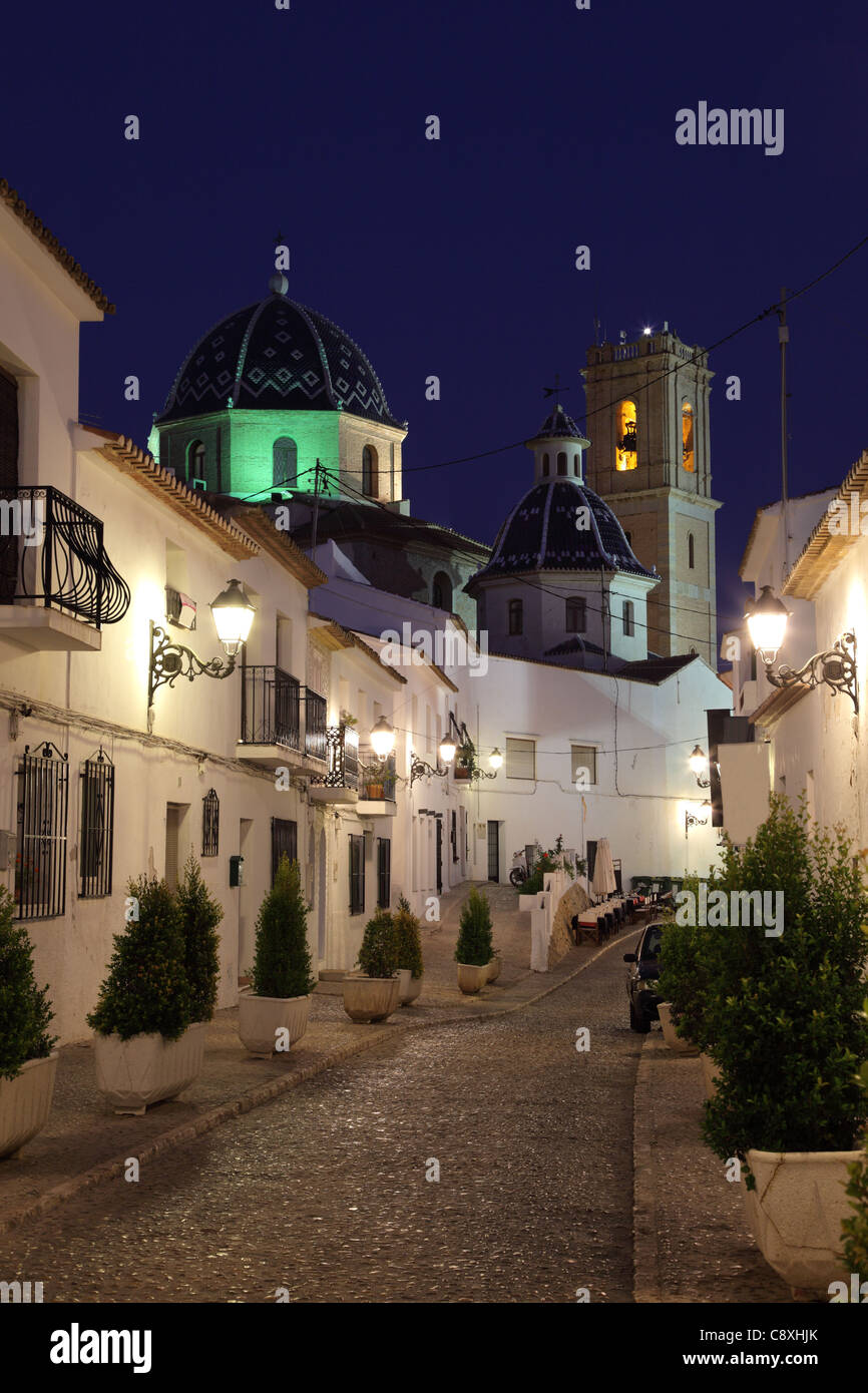 Old town of Altea at night, Spain Stock Photo - Alamy