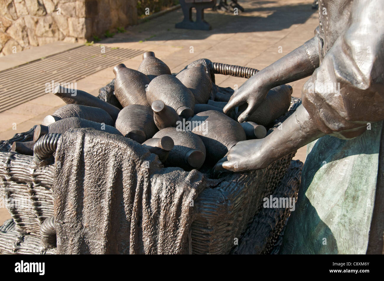 The Mossley Mill Girl. A sculpture in Mossley, Tameside, Manchester, UK. A tribute to the women in the town's industrial past. Stock Photo