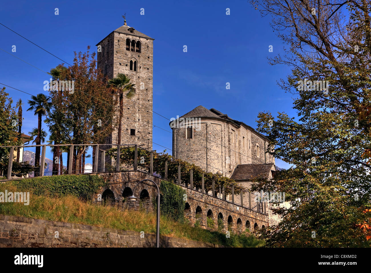 Church of San Quirico in Minusio, Locarno, Ticino, Switzerland Stock Photo