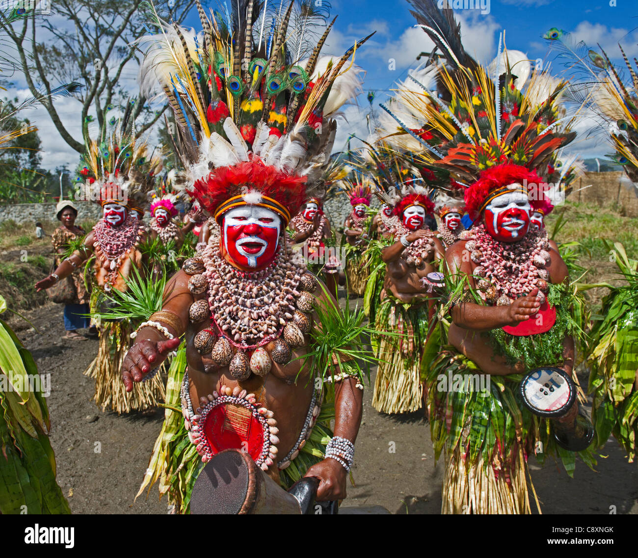 Kunai women performing at Mt Hagen Show in Western Highlands Papua New Guinea Stock Photo