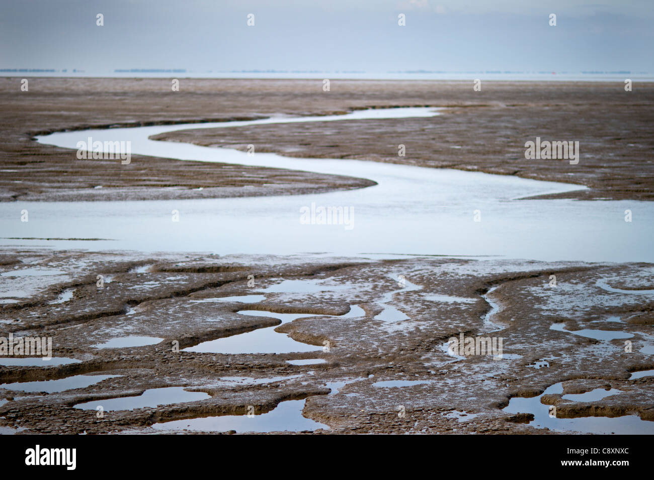 The Wash at Snettisham RSPB Reserve at low tide Norfolk late summer Stock Photo