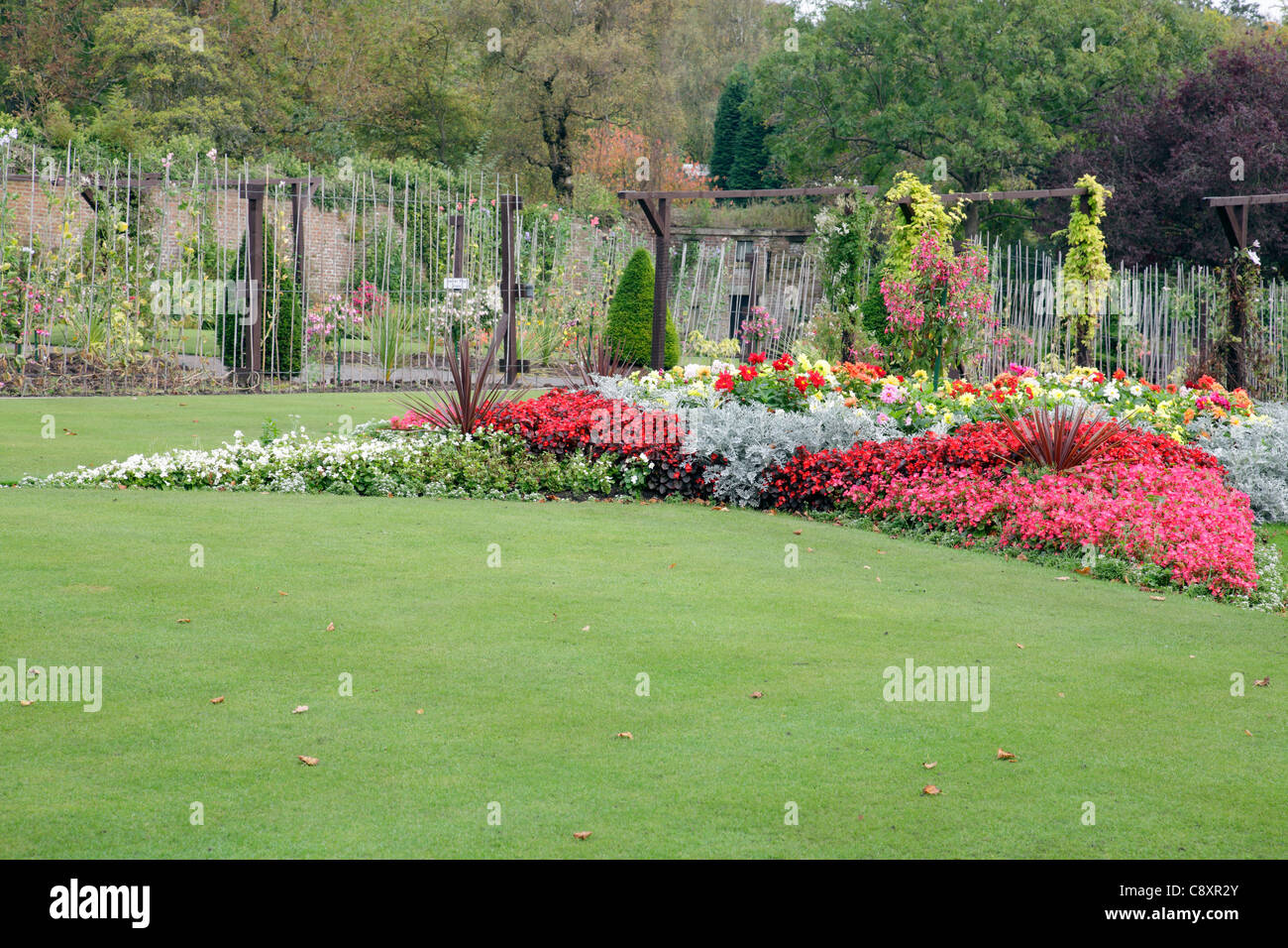 A floral display in Bellahouston Park's Walled Garden Glasgow Scotland UK Stock Photo