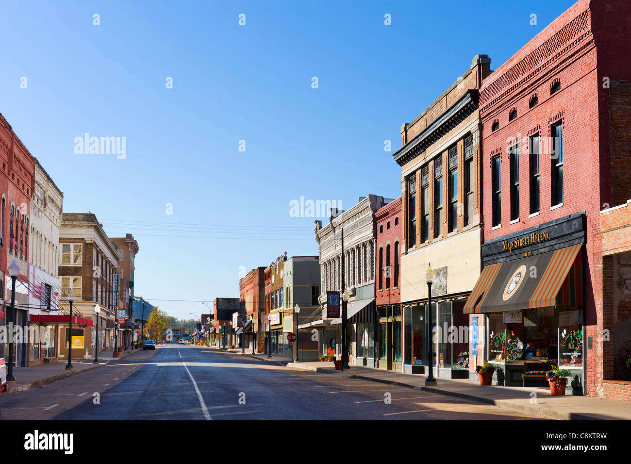 Cherry Street in downtown Helena, Arkansas, USA - one of the centers of Delta Blues music on the Mississippi River Stock Photo