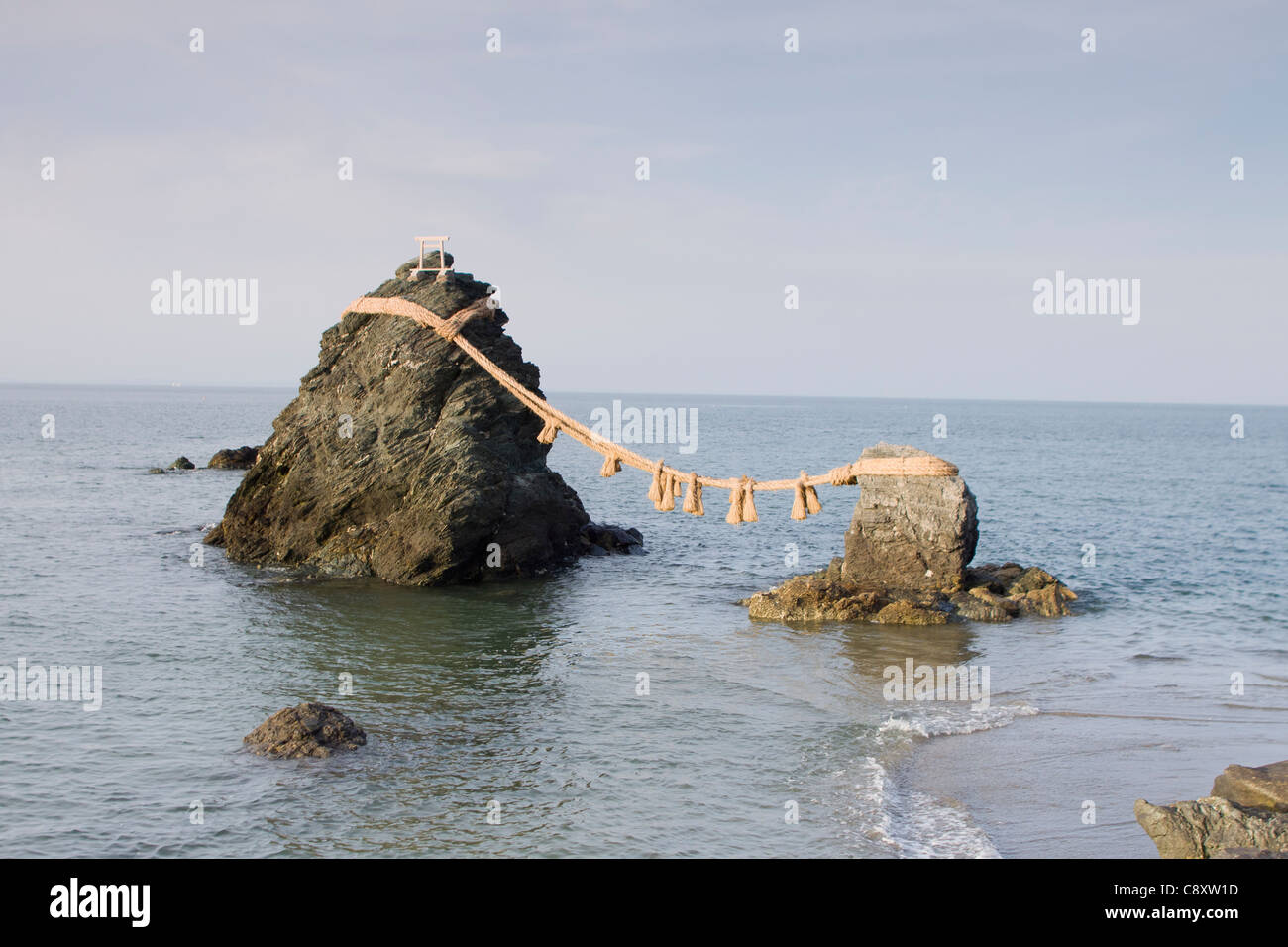 Futami, wedded rocks shrine, Japan. Stock Photo