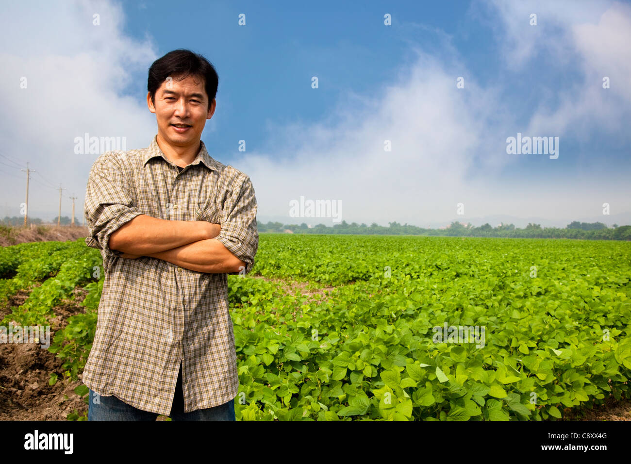 chinese middle aged farmer and his farm Stock Photo - Alamy