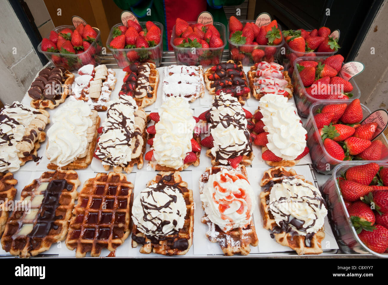 Belgium, Brussels, Waffle Shop Display Stock Photo Alamy