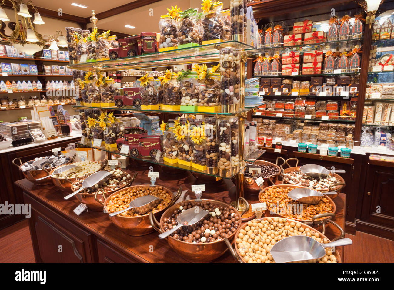 Belgium, Brussels, Chocolate Shop Interior Stock Photo