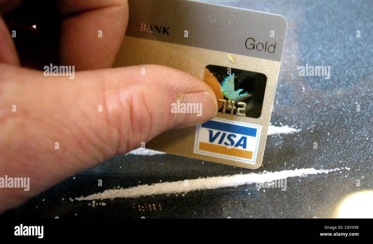 COCAINE a prohibited narcotic drug widely used for recreational purposes. Stock Photo