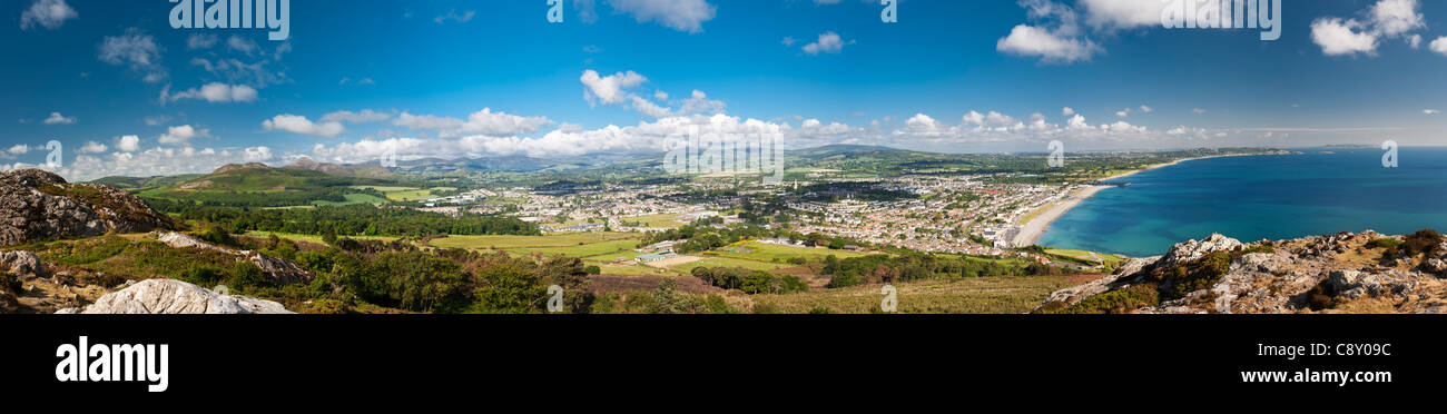 Panorama from west to north over Bray and Dublin, from Bray Head, County Wicklow, Ireland Stock Photo