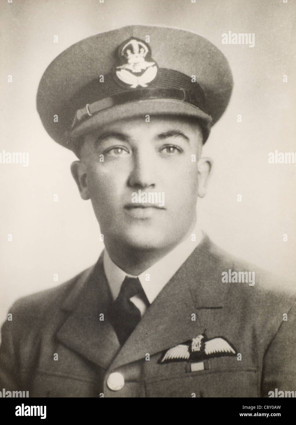 Black and white portrait of RAF pilot Stock Photo