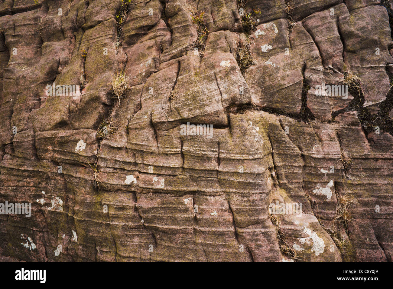 Cross bedding in Devonian sandstone, Galty Mountains, County Tipperary, Ireland Stock Photo